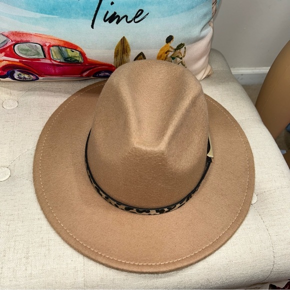 Tan Leopard Band Womens Fedora Hat 86010031Tn - Picture 6 of 12
